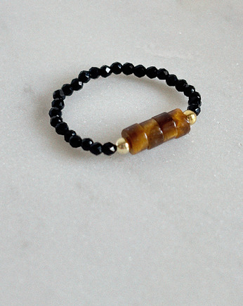 Pierścionek elastyczny Onyks, Chmolowska Jewellery