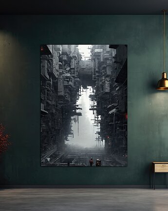 Futurystyczna Japonia, Cyberpunk - Plakat - Loft, Minimalizm, Black Sapphire Art