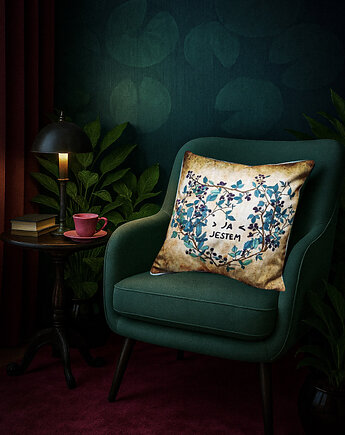 PODUSZKA dekoracyjna autorską ilustracją serce jeżynowe, NAWROTANKA