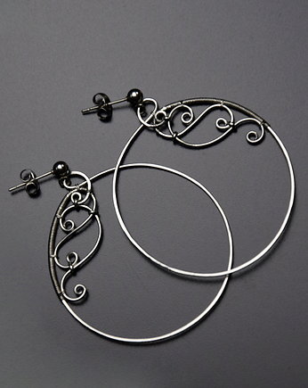 Kolczyki duże koła wire wrapping, Agata Rozanska