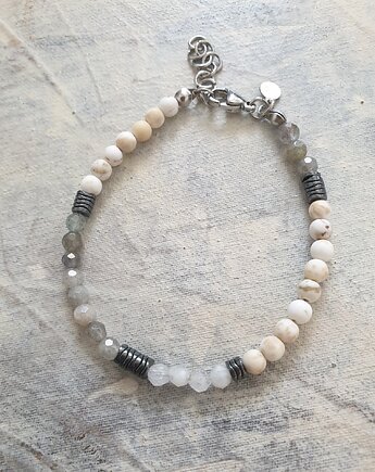Bransoletka NEO howlit, labradoryt, kamień księżycowy, hematyt, modesign