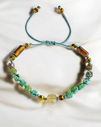 SUKCES - amulet - turkus, cytryn, tygrysie oko, hematyt, kaktusia