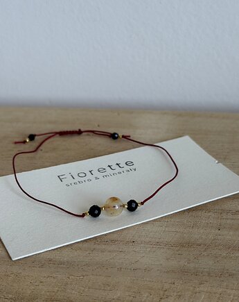 Bransoletka regulowana cytryn + onyks, Fiorette stone&silver