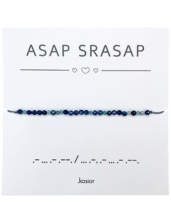 Bransoletka z alfabetem Morse Apatyt, Jadeit, karolina kosior