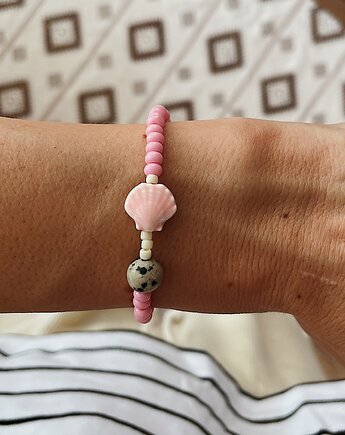 Bransoletka na gumce  SEASHELL pink, NOMAD