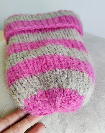 Czapka z wełny alpaki i merynosa Pink Alpaka, Po.dziergane
