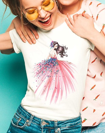 Koszulka organiczna z nadrukiem Pink dress, ART ORGANIC