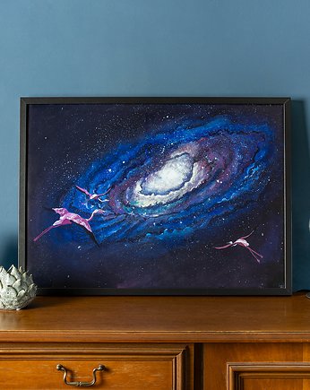 Ilustracja Autorska: Flamingi w kosmosie, Burakovvska