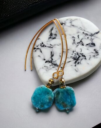 LUX. UNIKATOWE kolczyki : apatyt niebieski, kaktusia