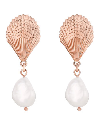 Kolczyki z różowego złota muszle z perłami naturalnymi, SOTHO