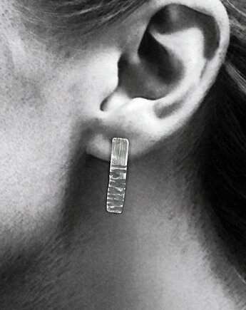 BARK Srebro - kolczyki oksydowane sztyfty paski, RA