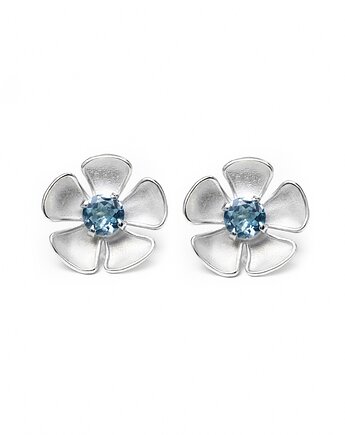 Kolczyki srebrne Kolcyzki FLEUR - topaz sky, NINIcoJewelry