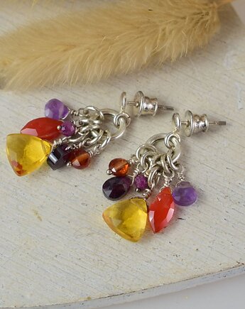 Mix kamieni - srebrne kolczyki, Sunflower Kornelia Kubinowska