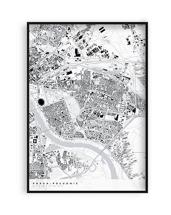 Plakat Mapa Pragi-Południe, dzielnice Warszawy, PLAKATY GEOMETRYCZNE
