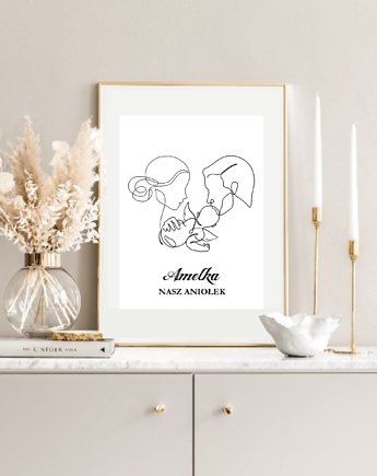 PLAKAT metryczka ANIOŁEK pamiątka, black dot studio