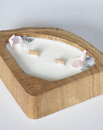 Świeca sojowa zapachowa - w drewnie dębu /matcha&bergamotka/, Oldtree