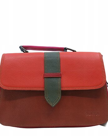 Torebka skórzana do ręki i na ramię, regulowany pasek, kolorowa eko OLIVKA, Olivka Warsaw