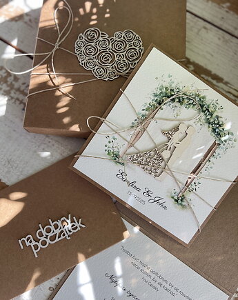 Wyjątkowa kartka ślubna, na ślub w pudełku ręcznie robiona, sorte