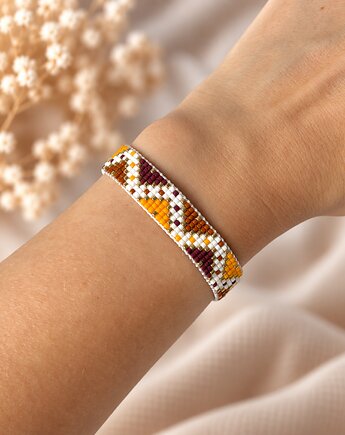 Bransoletka AUTUMN GEOMETRY - boho - koraliki Miyuki, Greenmoon Handmade