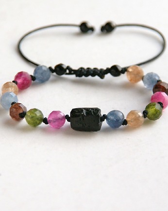 Ochronna bransoletka - turmalin czarny & multicolor, kaktusia