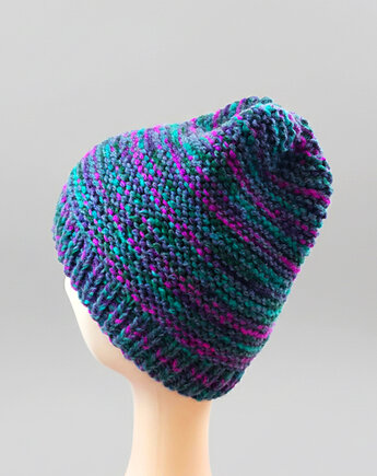6907 Ciepła Czapka typu Beanie w Intensywnym Melanżu, kama4you