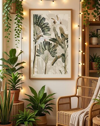 PLAKAT botaniczny, tropikalne ilustracja, Zielona grafika, black dot studio