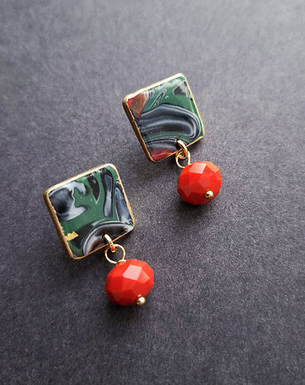 Kolczyki zieleń w czerwieni no5, Motywator Eweliny