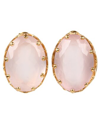 Złote kolczyki Magnifique z kwarcem różowym, Blooming Stones
