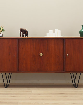 Sideboard tekowy, duński design, lata 70, produkcja: Dania, Przetwory design
