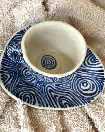 Ceramiczny zestaw filiżanka i talerzyk "Paranoja", MKEN