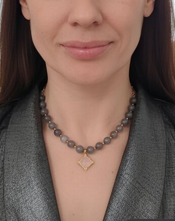 Naszyjnik z pudrowych kamieni - różowy kwarc, Studio Gazela