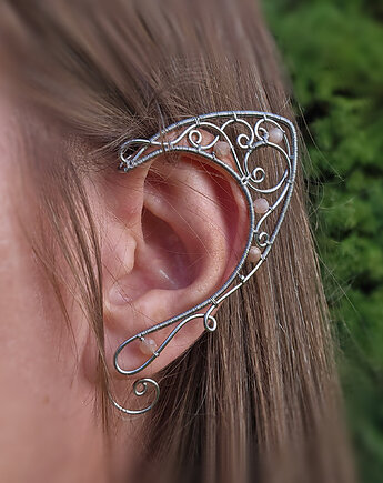 Nausznica zausznica uszy elfa kamień słoneczny wire wrapping, Agata Rozanska