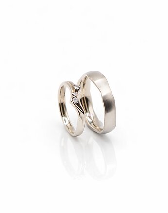 Obrączki z białego złota i diamentami, LE JEWELRY