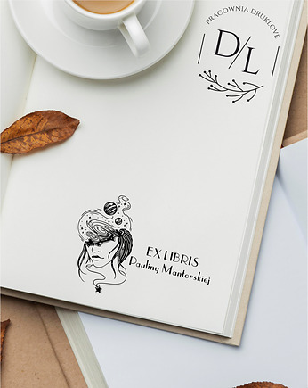 Stempel Ex Libris Exlibris personalizowany Dziewczyna Kosmos, DrukLove