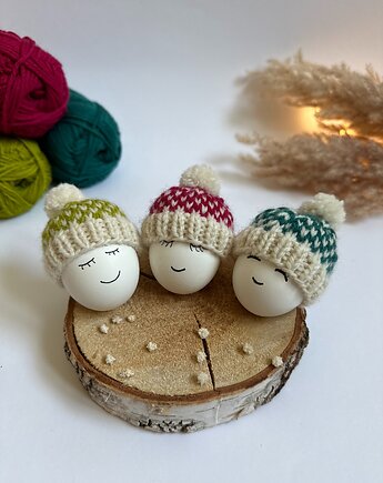 Czapeczki na jajka wielkanocne - zestaw 3 szt. (limonka, malina, morski), Kocie Motki