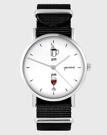 Zegarek - Kawa i wino - czarny, nylonowy, yenoo