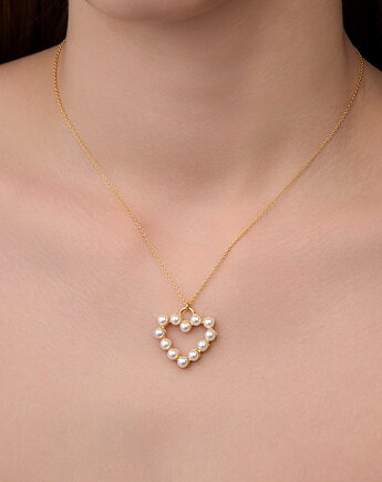 Naszyjnik z dużym perłowym sercem - srebro 925 pozłacane, Coccola JEWELLERY