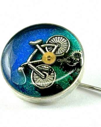 SZPILKA DO BUTONIERKI - Rowerek (blue) - unikat, DROBINY CZASU