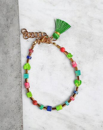 Bransoletka wakacyjna : jaspis cesarski :: multicolor II, kaktusia