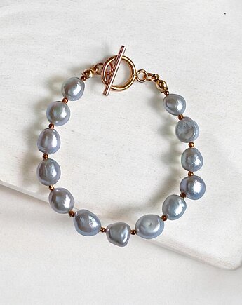 Srebrne perły - bransoletka - zapięcie toggle