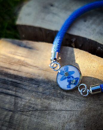 Bransoletka na sznurku z niezapominajkami, Figa handmade accessories