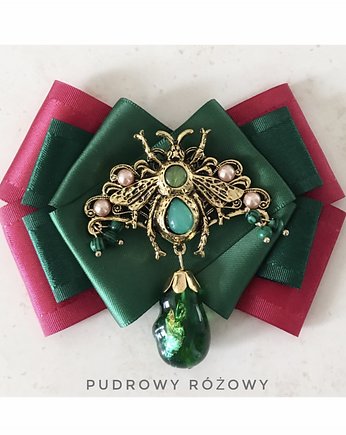 Brosza Exclusive z ogromnym owadem z kamieniem NEW, Pudrowy Różowy