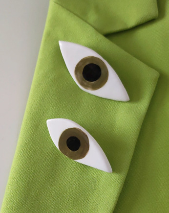Zestaw broszek porcelanowych - oczy zielone, LaKama