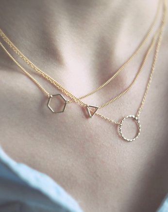 16k Gold Plated Tiny Triangle Necklace, Le Boho Bleu