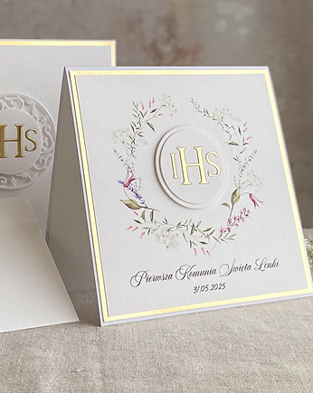 Kartka na komunię z pudełkiem i kopertą, 65 D, Anna Art and Crafts