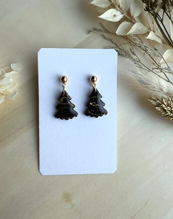 Kolczyki Choinki - czarno-złote, freska