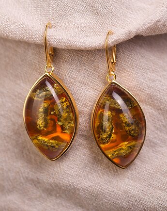 Kolczyki pozłacane Catherina bursztyn bałtycki, Andorii by Baco