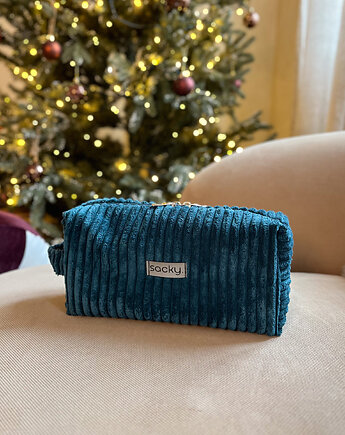 Kosmetyczka sztruksowa boho turkus, sacky bag