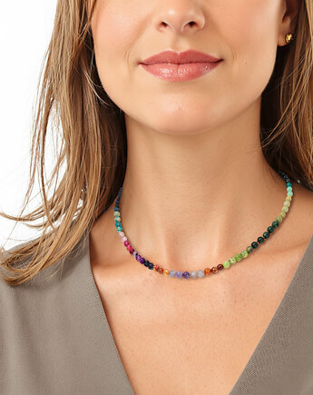 Naszyjnik, UZDROWIENIE, Św. Hildegarda, ametyst, szmaragd, szafir, SREBRO, Yamira Art Studio