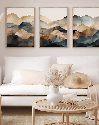 Plakat Tryptyk Górska harmonia w akwarelach, Harvest Maison